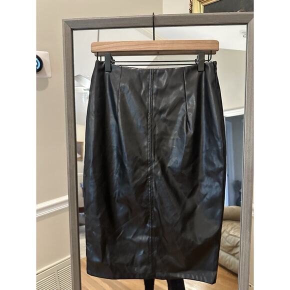 RAMISU Women's Medium Black Faux Leather High Waist Split Front Pencil Skirt NWT - Picture 5 of 6